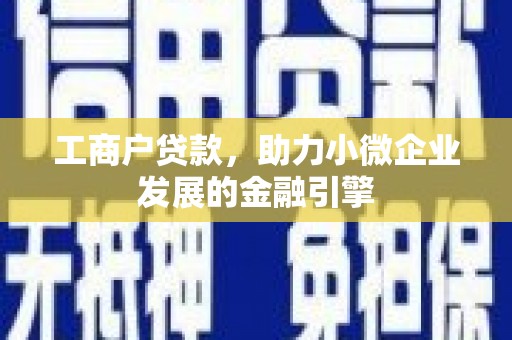 会理工商户贷款，助力小微企业发展的金融引擎
