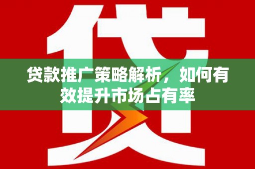 会理贷款推广策略解析，如何有效提升市场占有率