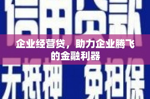 会理企业经营贷，助力企业腾飞的金融利器