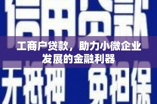 会理工商户贷款，助力小微企业发展的金融利器
