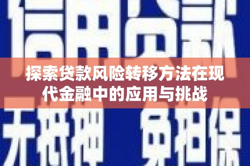 会理探索贷款风险转移方法在现代金融中的应用与挑战