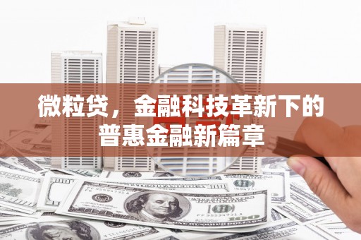 会理微粒贷，金融科技革新下的普惠金融新篇章