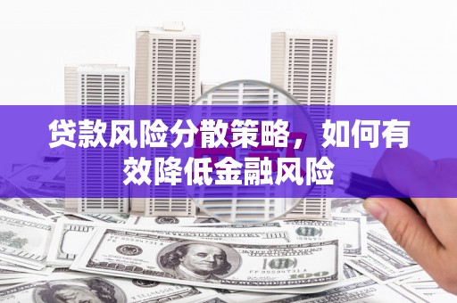 会理贷款风险分散策略，如何有效降低金融风险