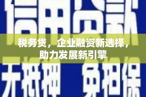 会理税务贷，企业融资新选择，助力发展新引擎