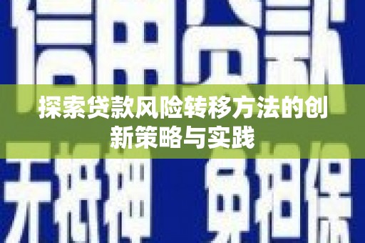会理探索贷款风险转移方法的创新策略与实践